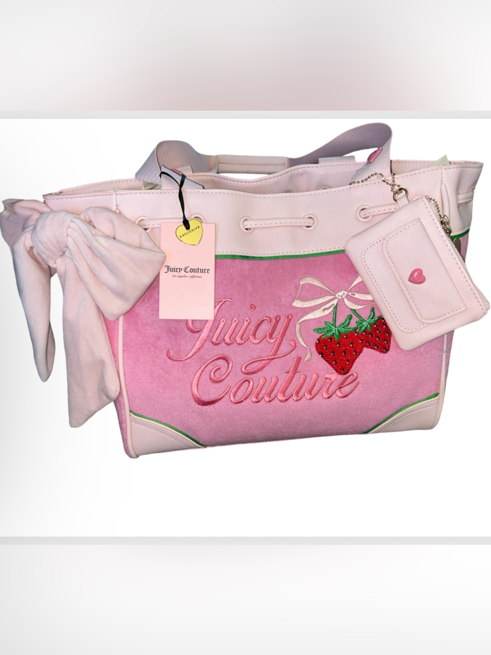 JUICY COUTURE BLING RETRO STRAWBERRY CHERRY BLOSSOM TERRY CLOTH TOTE NWT
